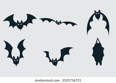 Halloween monsters set silhouette vector illustration.