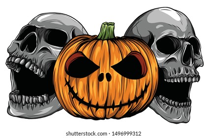 Halloween Monsters skull pupmkids isolation vector image