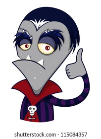 Halloween monsters with thumbs up, Dracula.