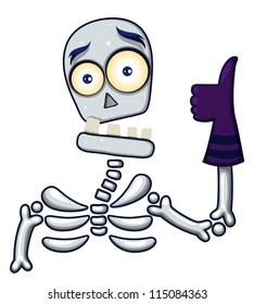 Halloween monsters with thumbs up, Skeleton.