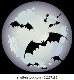 halloween moon with bats
