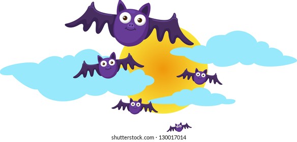 Halloween moon and bats. vector