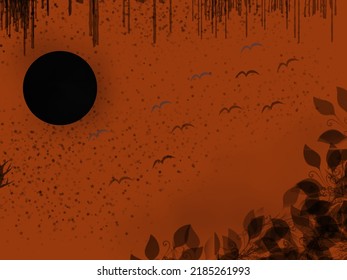 halloween moon birds trees orange black night landscape