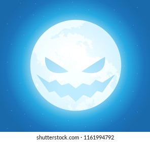The Halloween Moon with evil face