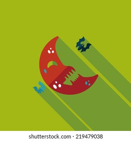 Halloween moon flat icon with long shadow,eps10