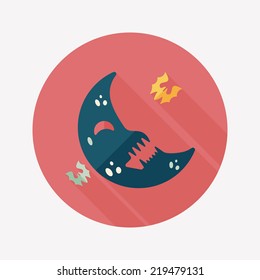Halloween moon flat icon with long shadow,eps10