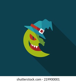 Halloween moon flat icon with long shadow,eps10