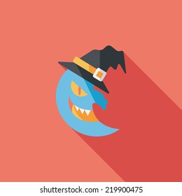 Halloween moon flat icon with long shadow,eps10