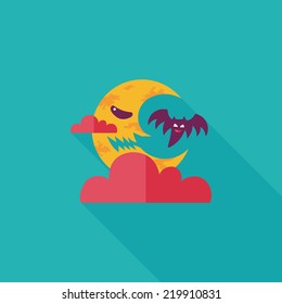 Halloween moon flat icon with long shadow,eps10