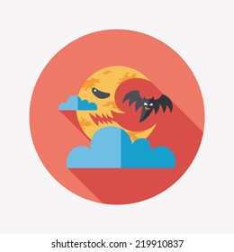 Halloween moon flat icon with long shadow,eps10