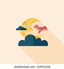 Halloween moon flat icon with long shadow,eps10