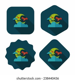 Halloween moon flat icon with long shadow,eps10
