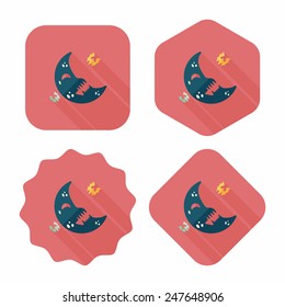 Halloween moon flat icon with long shadow,eps10