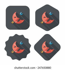 Halloween moon flat icon with long shadow,eps10