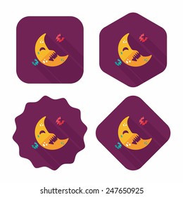 Halloween moon flat icon with long shadow,eps10