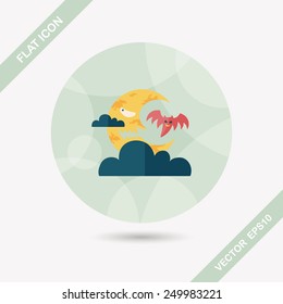Halloween moon flat icon with long shadow,eps10