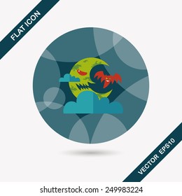 Halloween moon flat icon with long shadow,eps10