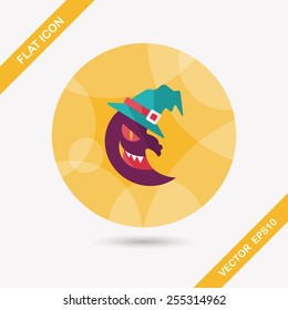 Halloween moon flat icon with long shadow,eps10