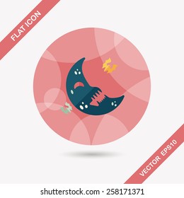 Halloween moon flat icon with long shadow,eps10