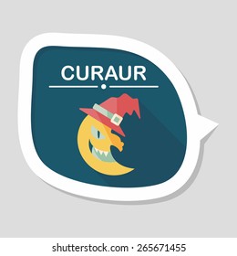 Halloween moon flat icon with long shadow,eps10