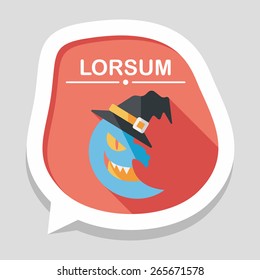 Halloween moon flat icon with long shadow,eps10
