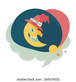 Halloween moon flat icon with long shadow,eps10