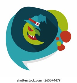 Halloween moon flat icon with long shadow,eps10