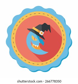 Halloween moon flat icon with long shadow,eps10