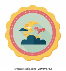 Halloween moon flat icon with long shadow,eps10