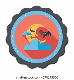Halloween moon flat icon with long shadow,eps10