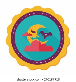 Halloween moon flat icon with long shadow,eps10