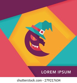 Halloween moon flat icon with long shadow,eps10