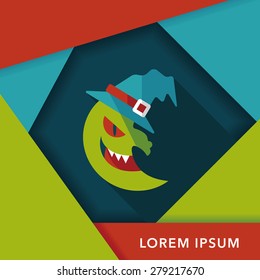 Halloween moon flat icon with long shadow,eps10