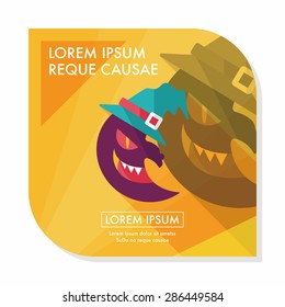 Halloween moon flat icon with long shadow,eps10