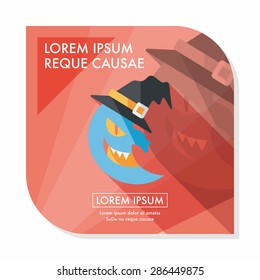 Halloween moon flat icon with long shadow,eps10