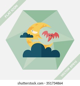 Halloween moon flat icon with long shadow,eps10