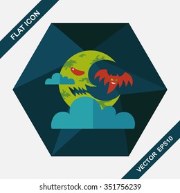 Halloween moon flat icon with long shadow,eps10