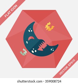 Halloween moon flat icon with long shadow,eps10