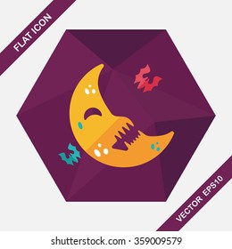 Halloween moon flat icon with long shadow,eps10