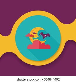 Halloween moon flat icon with long shadow,eps10