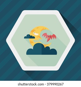 Halloween moon flat icon with long shadow,eps10
