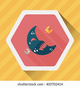 Halloween moon flat icon with long shadow,eps10