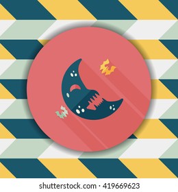 Halloween moon flat icon with long shadow,eps10