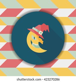 Halloween moon flat icon with long shadow,eps10
