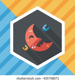 Halloween moon flat icon with long shadow,eps10