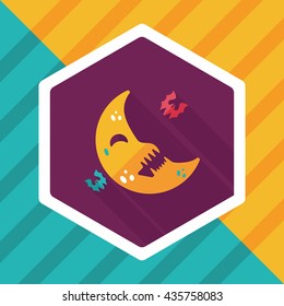 Halloween moon flat icon with long shadow,eps10
