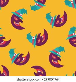 Halloween moon flat icon,eps10 seamless pattern background