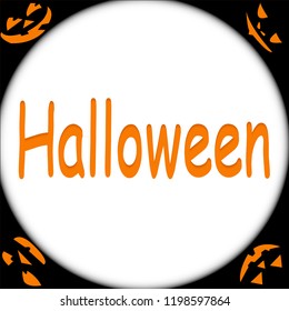 Halloween moon light night background with scary pumpkins, flying bats and black cat.