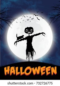 halloween moon  and scarecrow 