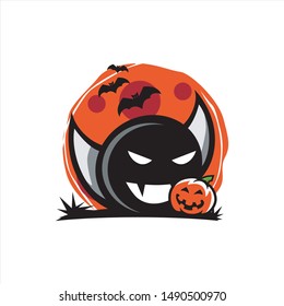 Halloween Moon Shadow Face Vector
